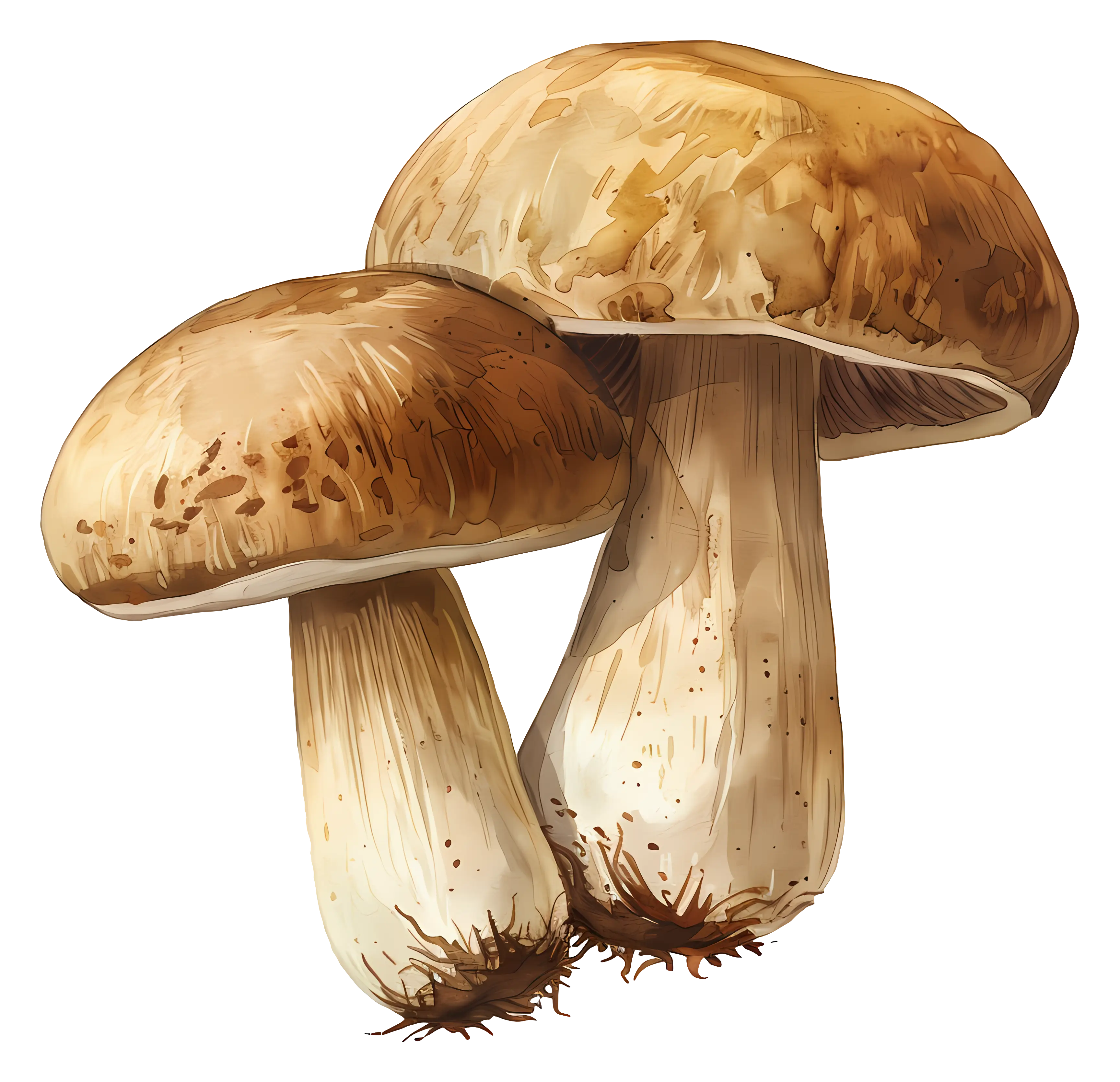 Porcini Mushroom Pair Illustration
