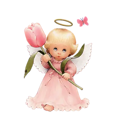 Cute Angel with Tulip Illustration