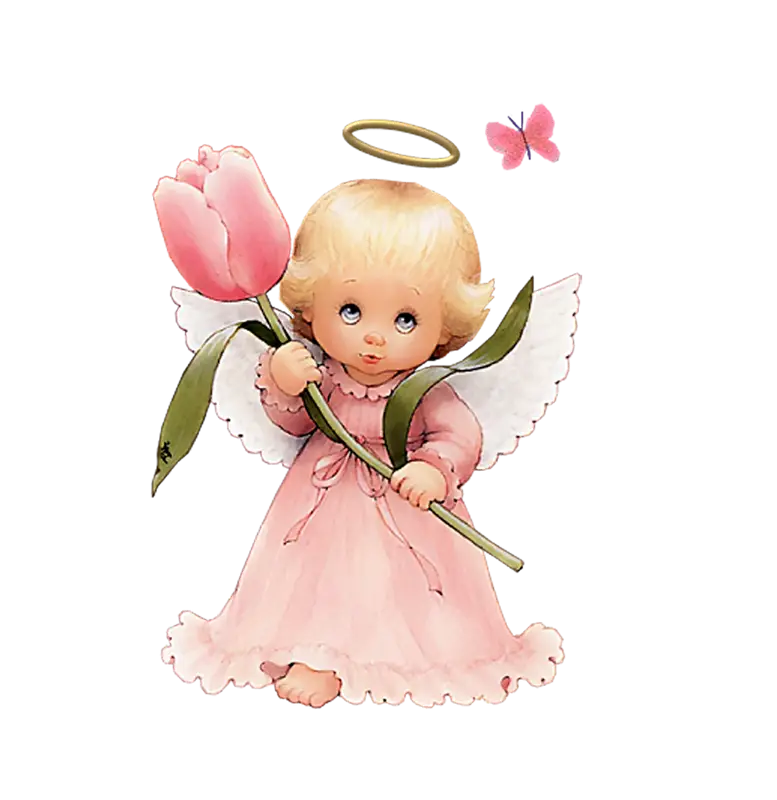 Cute Angel with Tulip Illustration