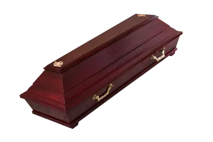 Elegant Wooden Coffin with Gold Handles