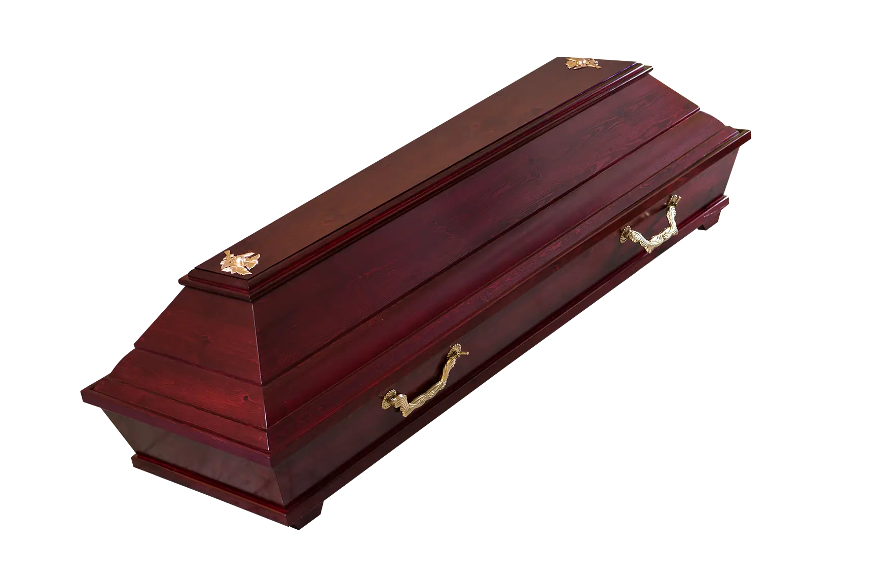Elegant Wooden Coffin with Gold Handles