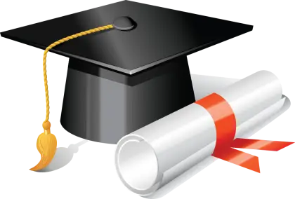 Academic Graduation Cap with Diploma Roll