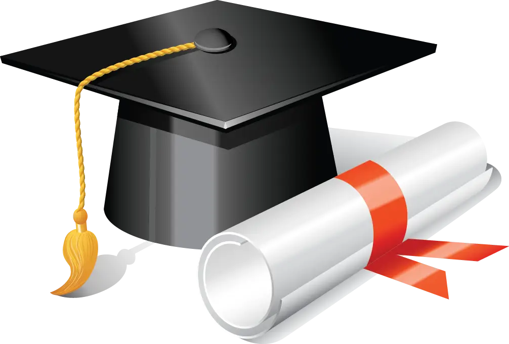 Academic Graduation Cap with Diploma Roll
