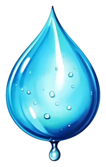 Crystal Clear Blue Water Droplet with Details