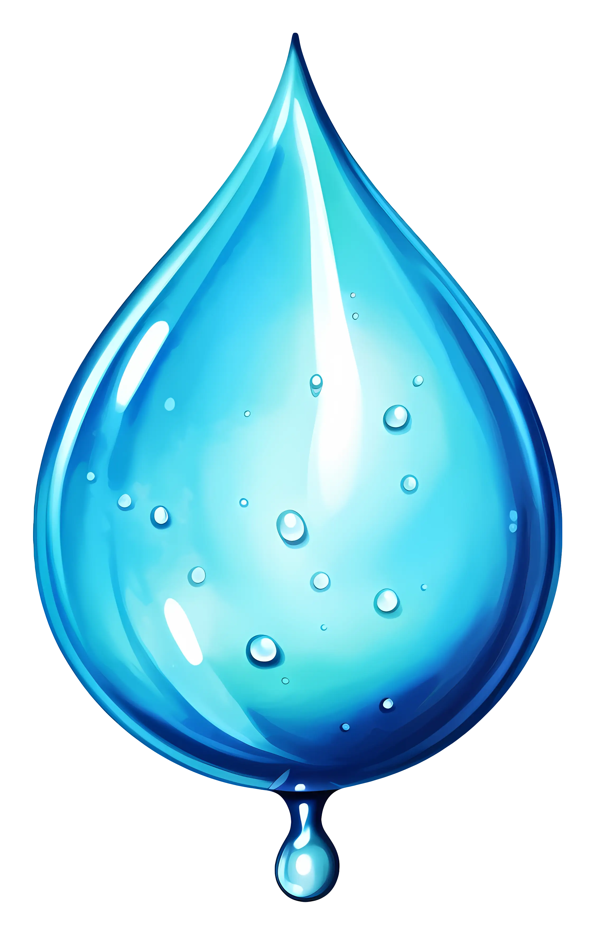 Crystal Clear Blue Water Droplet with Details