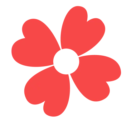 Red Heart Petal Flower Illustration