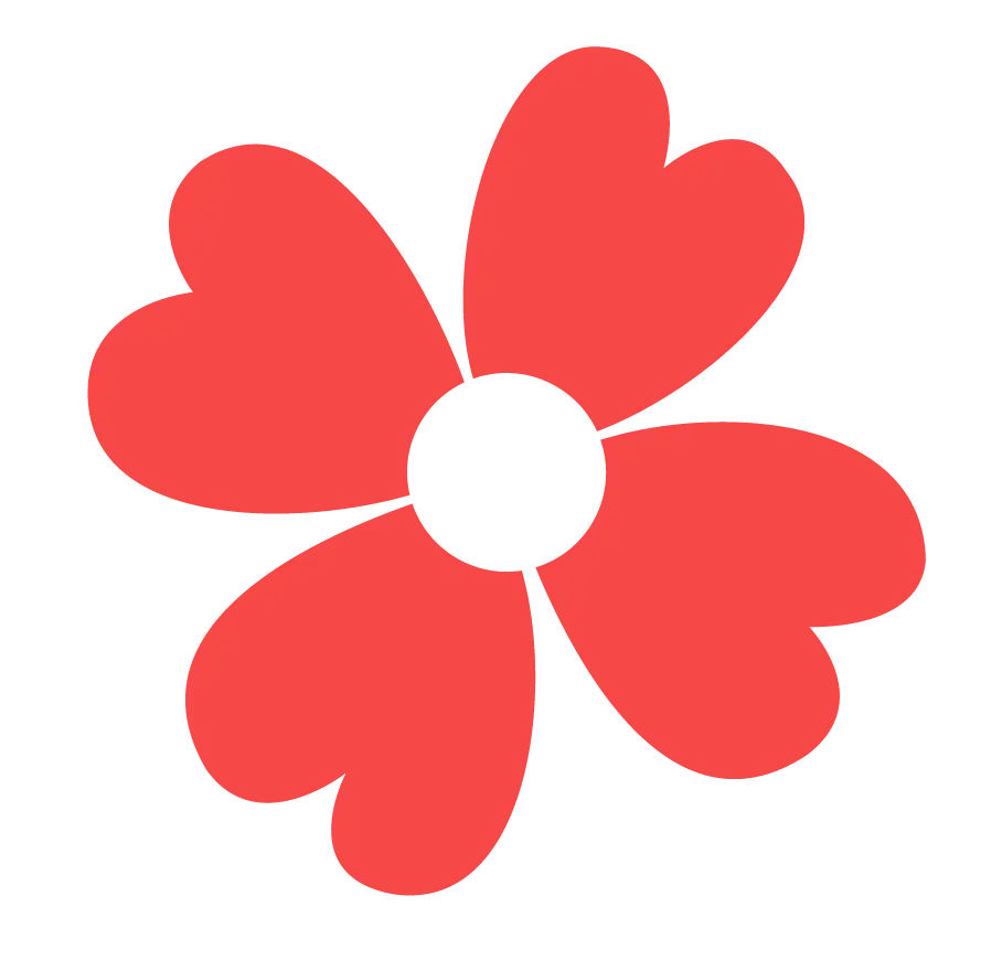 Red Heart Petal Flower Illustration