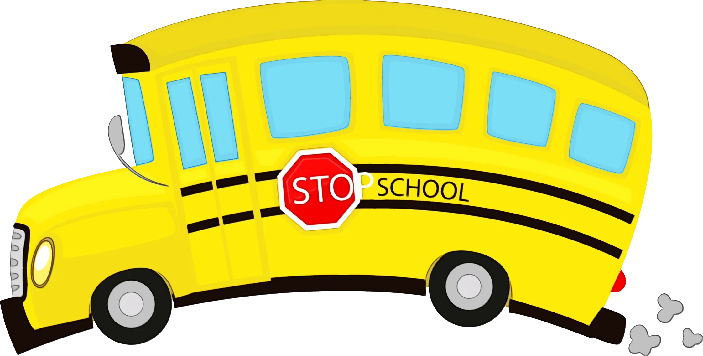 Yellow School Bus Cartoon Illustration