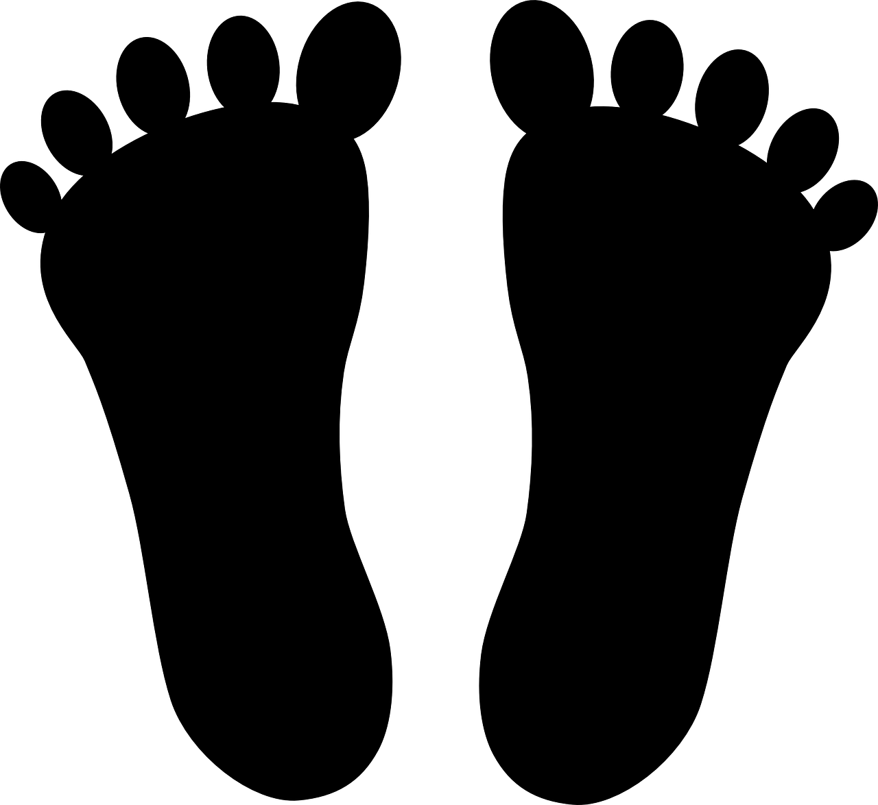 Black Footprint Symbols on Transparent Background