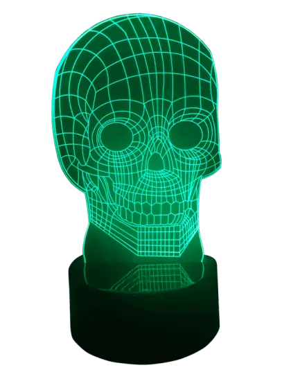 Green Wireframe Skull Hologram