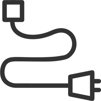 Black Power Cord Icon in Minimal Style