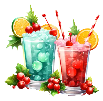 Festive Holiday Drinks with Decorative Garnish