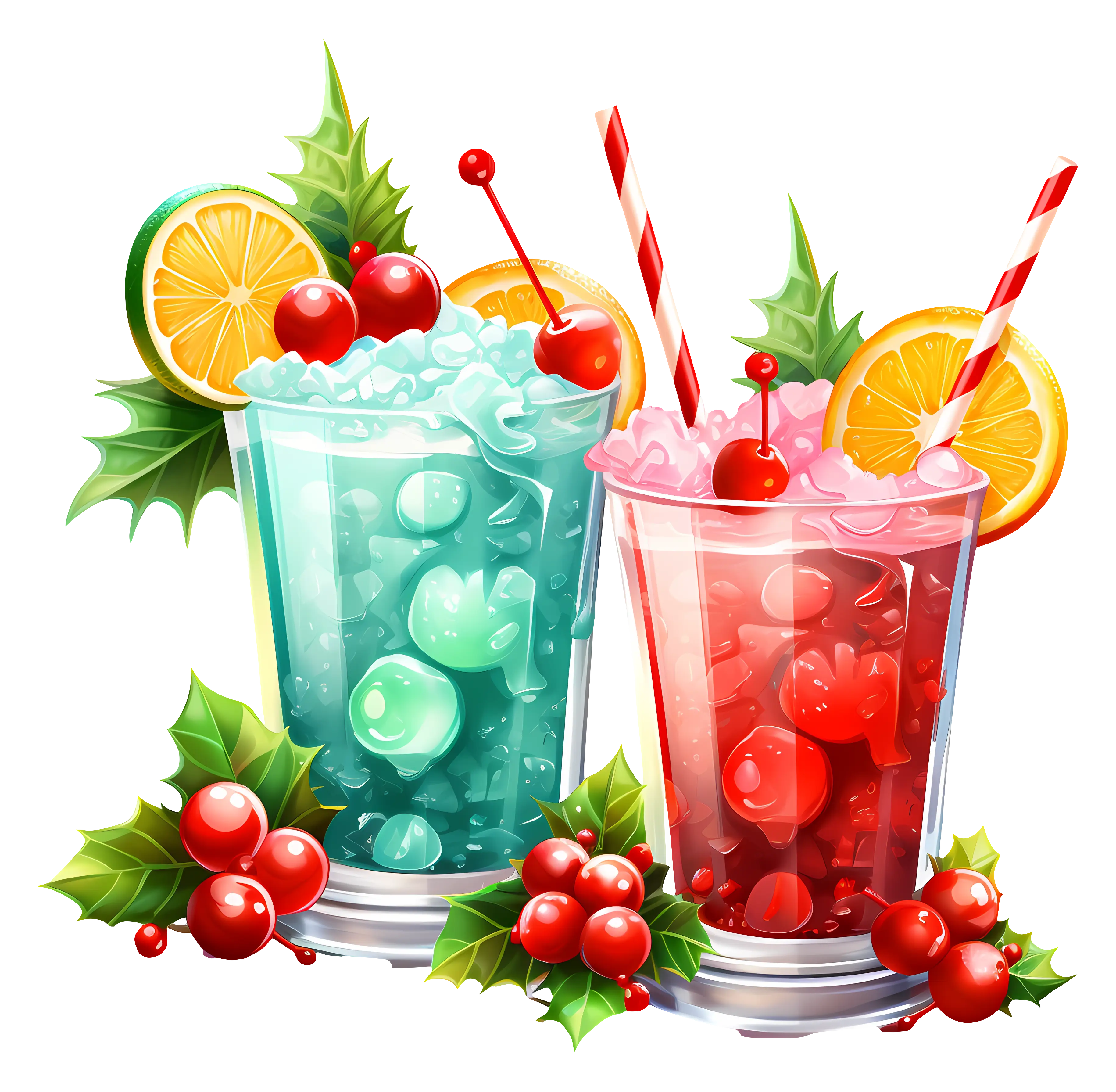 Festive Holiday Drinks with Decorative Garnish