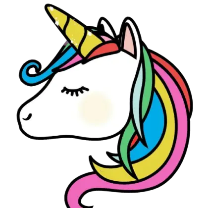 Unicorn Head Illustration with Rainbow Mane
