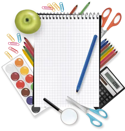 Colorful School Supplies and Notebook