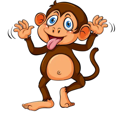 Funny Monkey Cartoon with Playful Expression