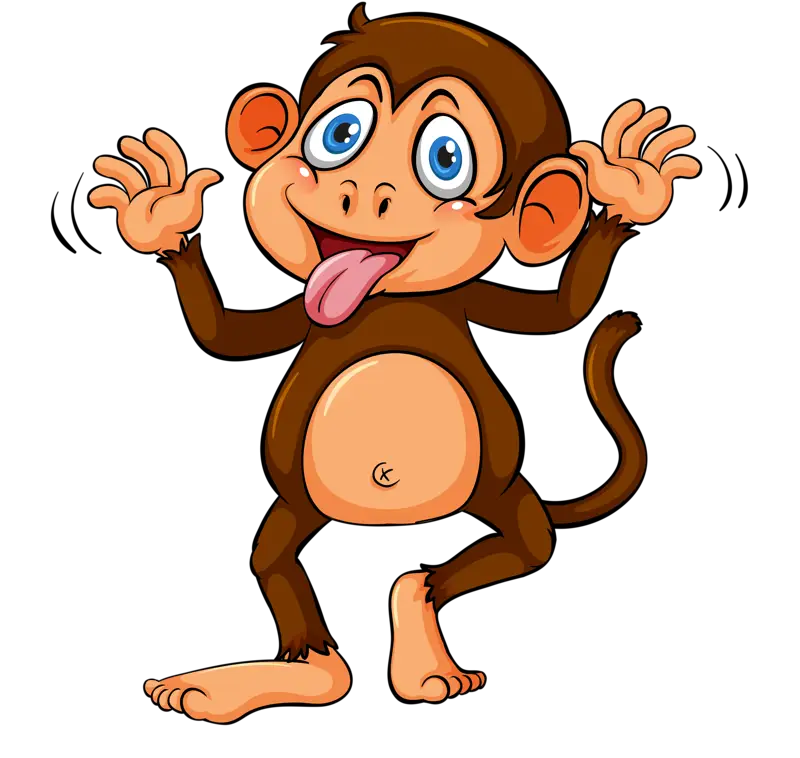 Funny Monkey Cartoon with Playful Expression