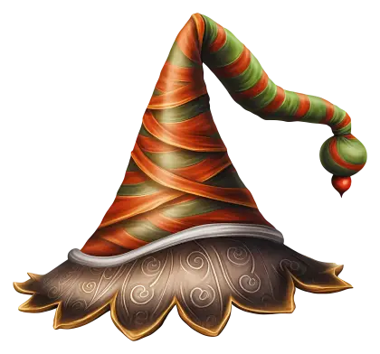 Striped Witch Hat with Green and Orange Colors