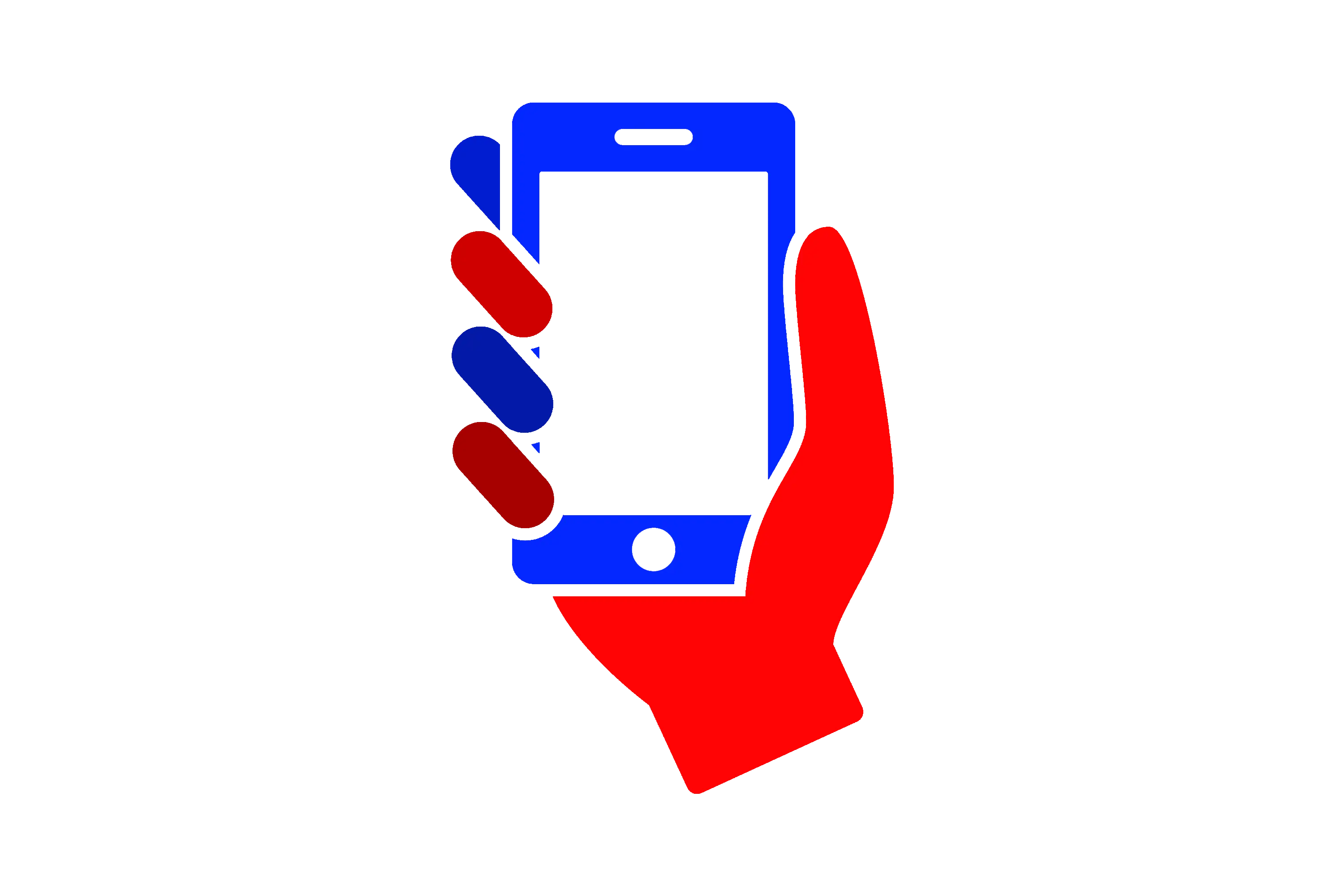 Hand Holding Smartphone in Blue and Red Illustration