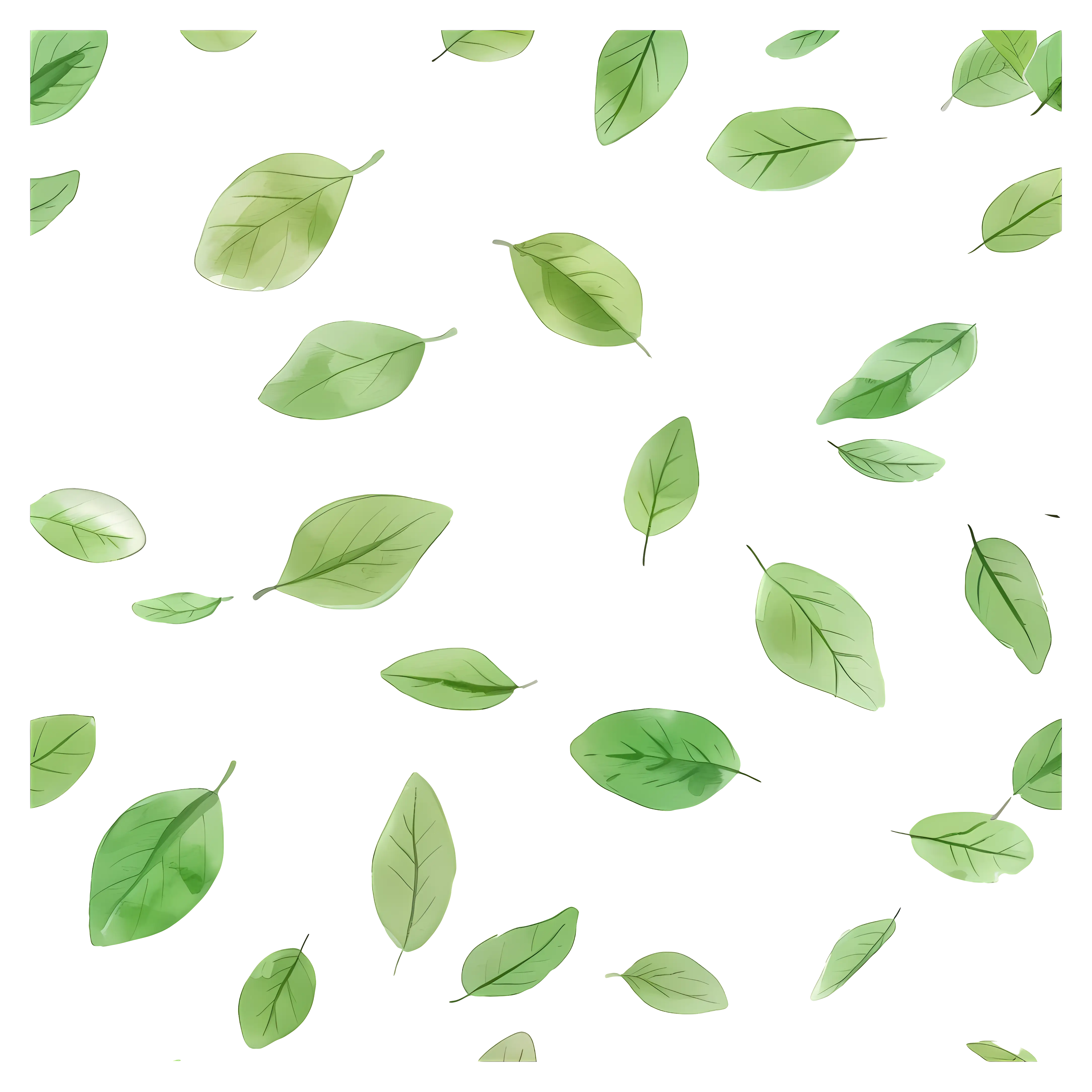 Scattering Green Leaves Illustration