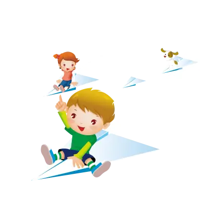 Children Flying on Paper Planes
