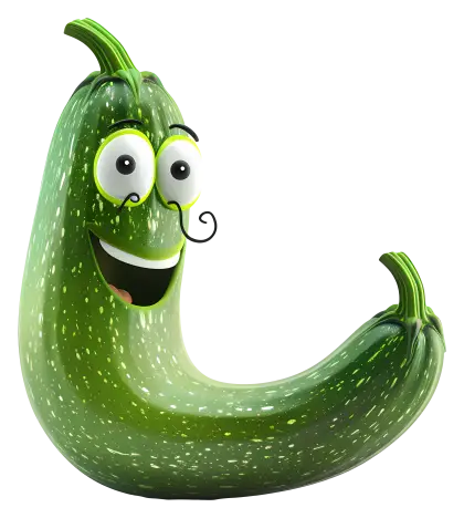 Smiling Green Animated Zucchini