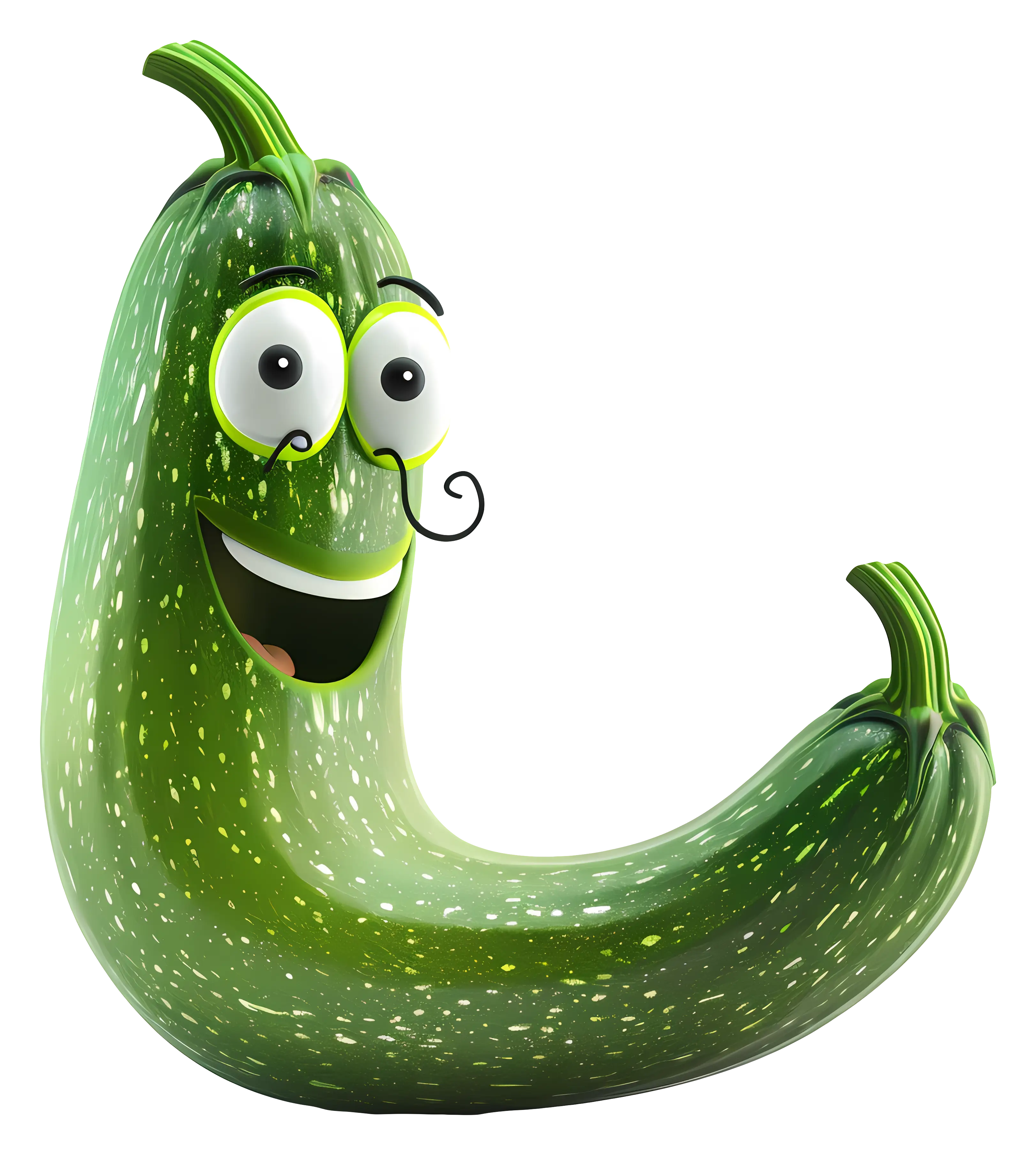 Smiling Green Animated Zucchini