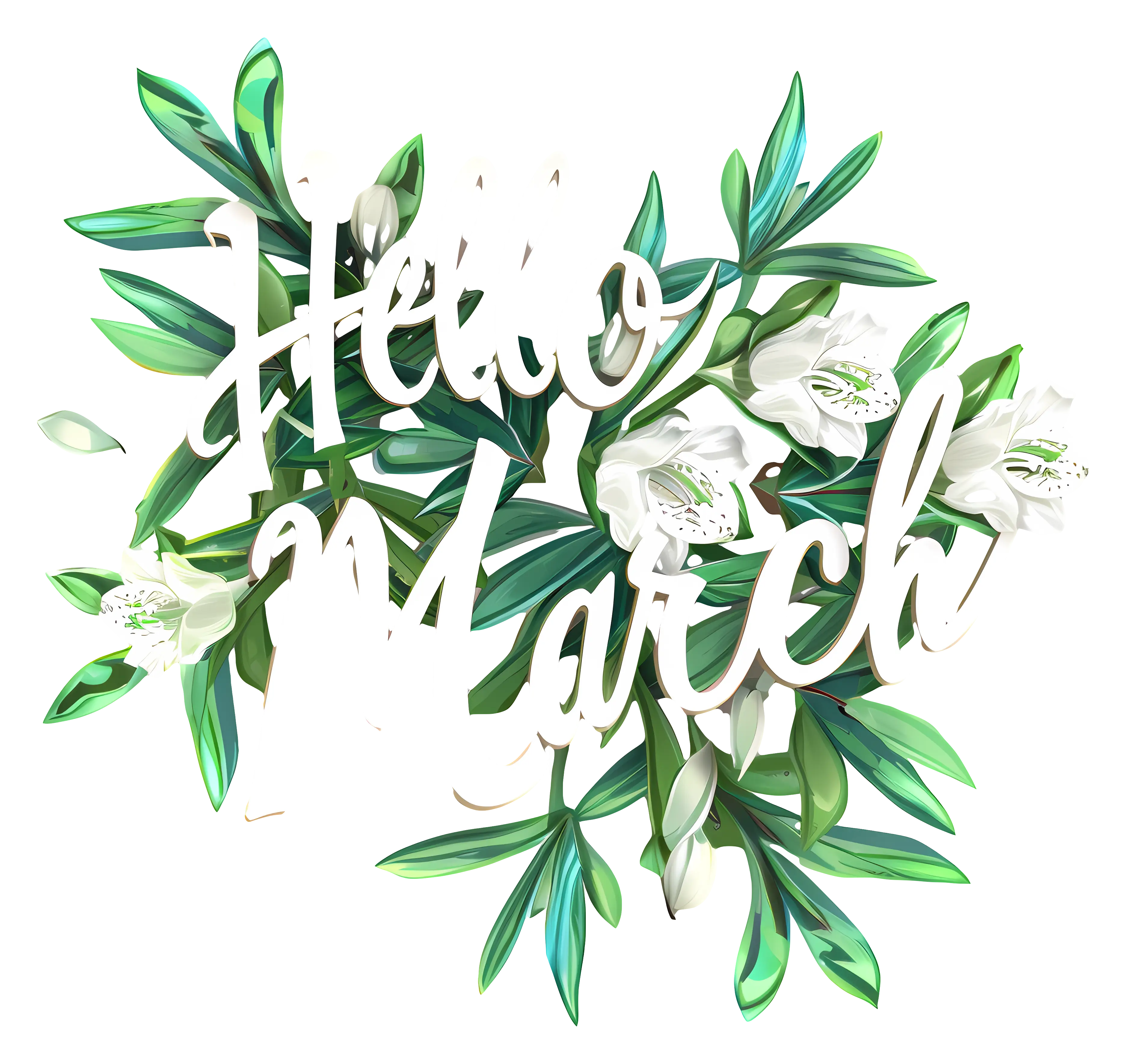 Hello March with Flowers