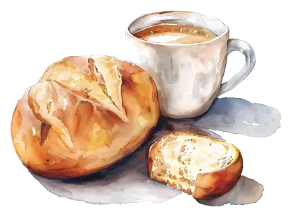 Coffee and Bread with Slice