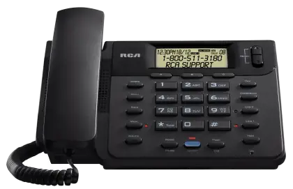 Black Desk Phone with Display Screen