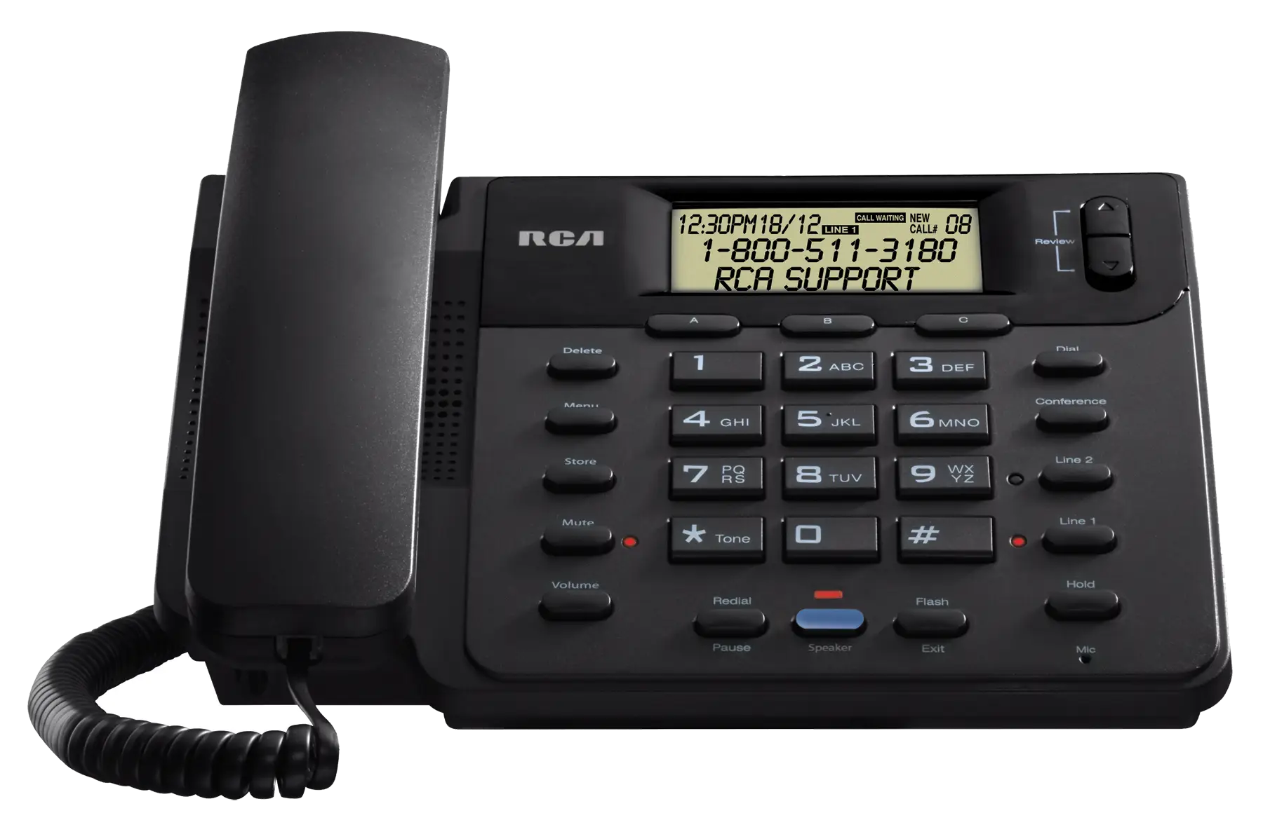 Black Desk Phone with Display Screen