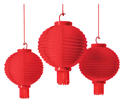 Hanging Red Paper Lanterns for Celebrations