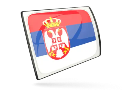 Serbian national flag with emblem
