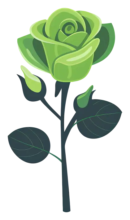 Green Rose with Leaves