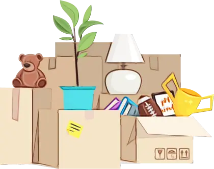 Packed Moving Boxes with Household Items