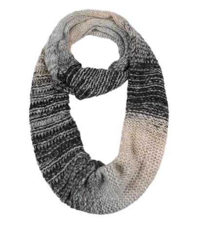 Warm Knitted Scarf in Grey and Beige