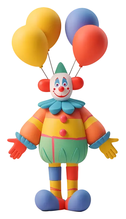 Colorful Clown Holding Balloons