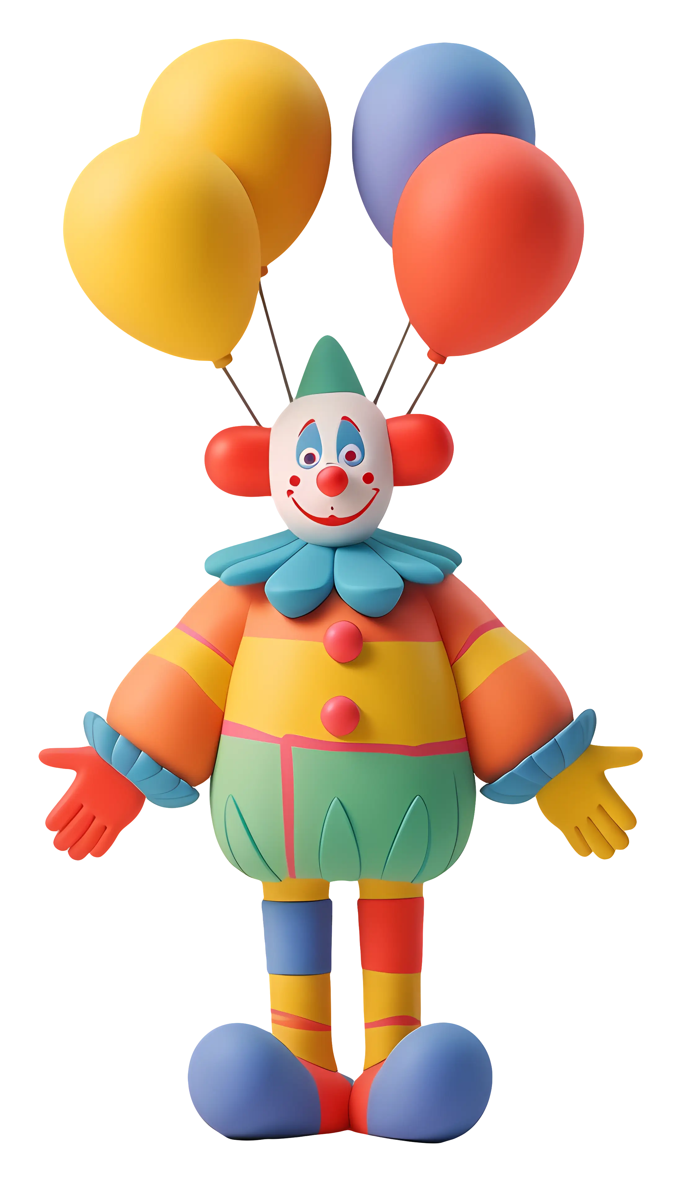 Colorful Clown Holding Balloons