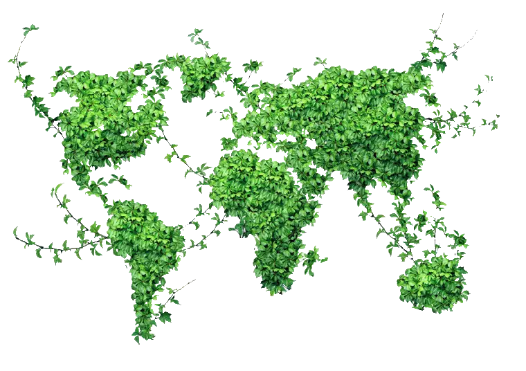 Green World Map Made of Plants