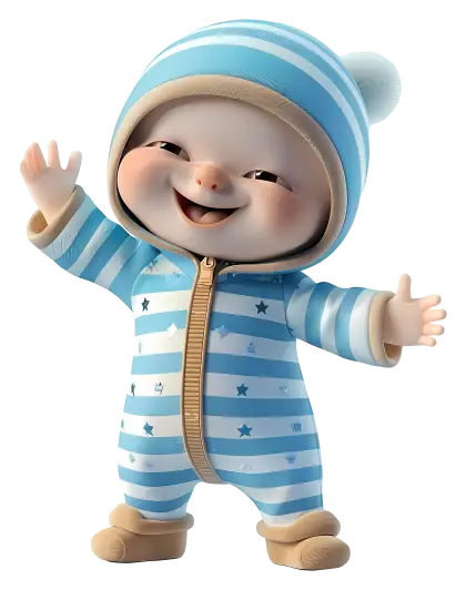 Smiling Cute Baby in Blue