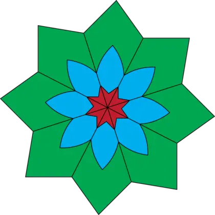 Colorful Flower with Green and Blue Petals