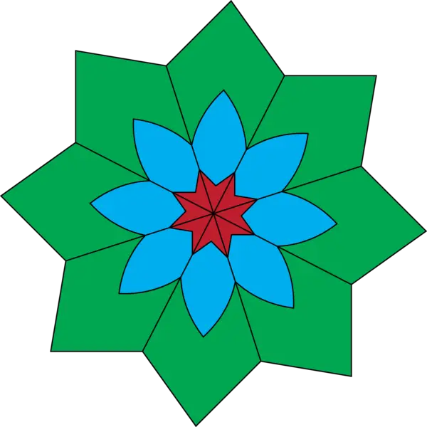 Colorful Flower with Green and Blue Petals
