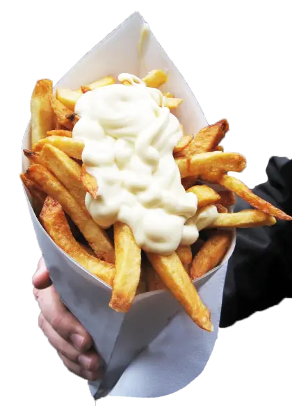 French Fries with Mayonnaise in Cone