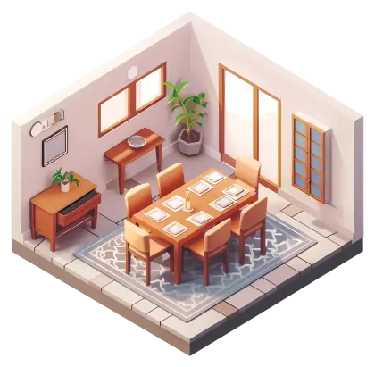 Modern Dining Room Interior Illustration