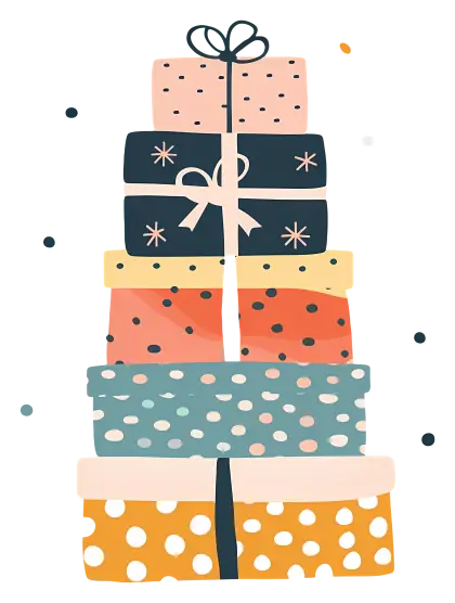 Colorful Wrapped Gift Boxes Stacked Together