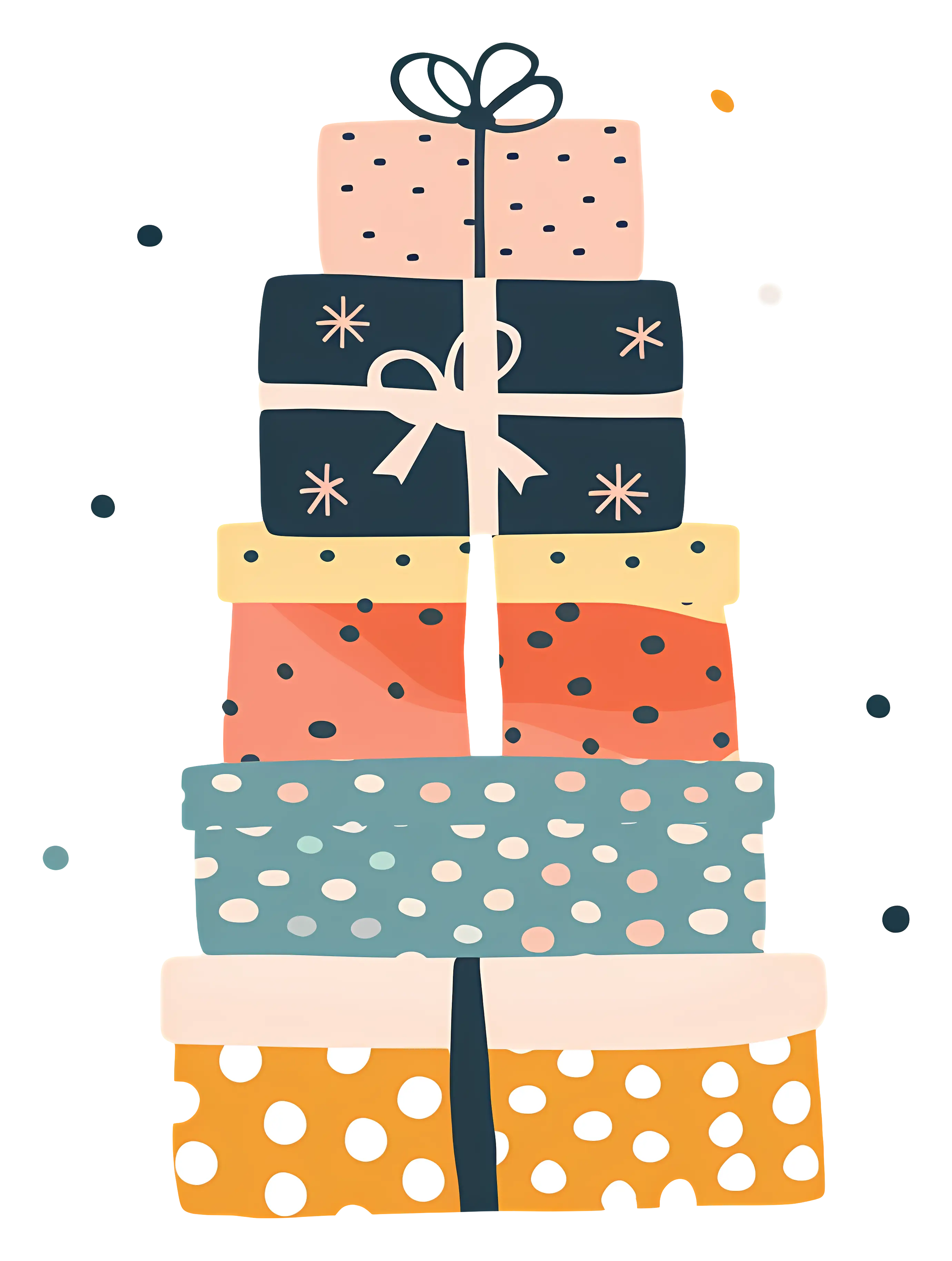Colorful Wrapped Gift Boxes Stacked Together