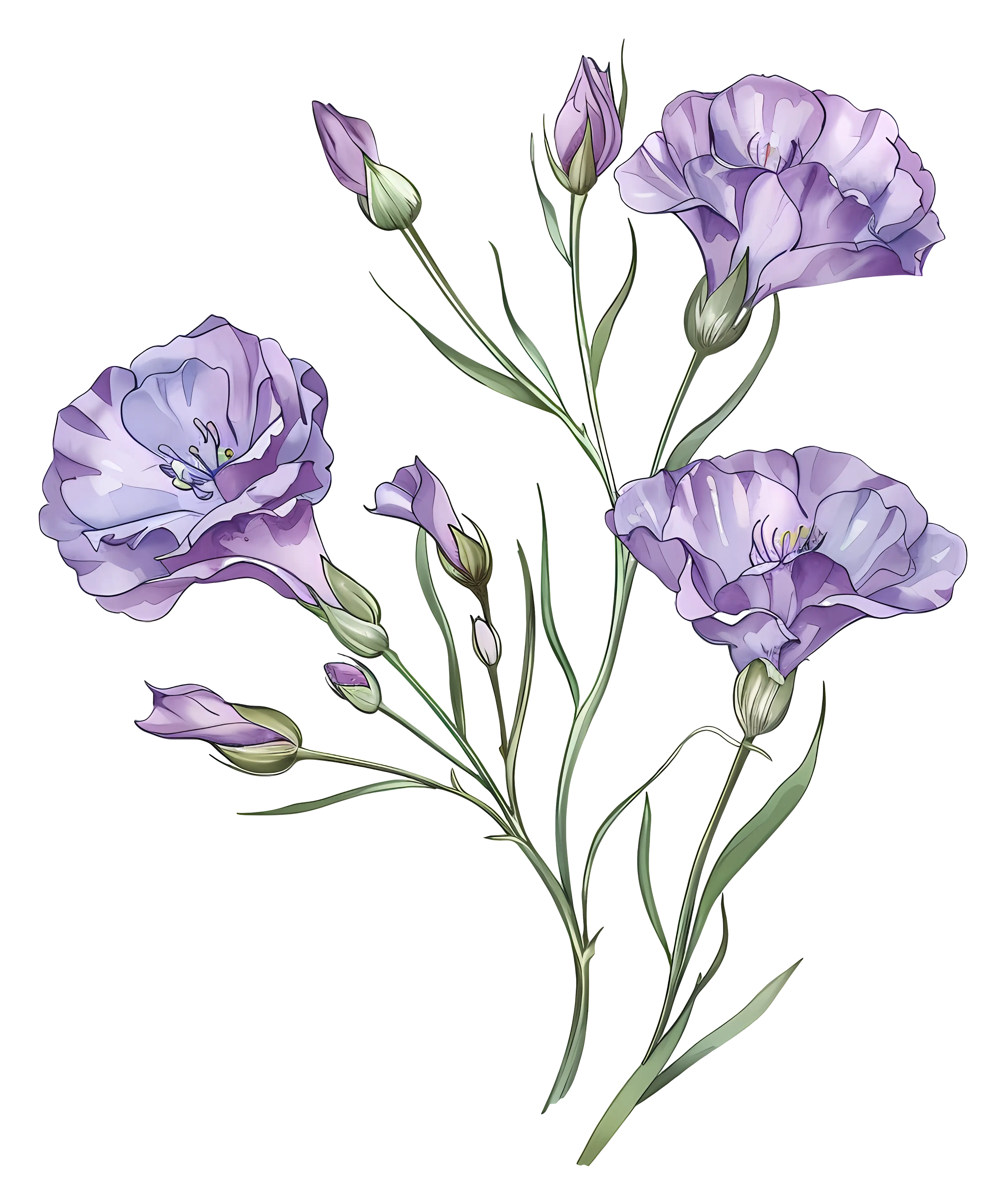Elegant Purple Floral Sketch Art