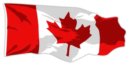Illustrated Waving Canada Flag with Maple Leaf