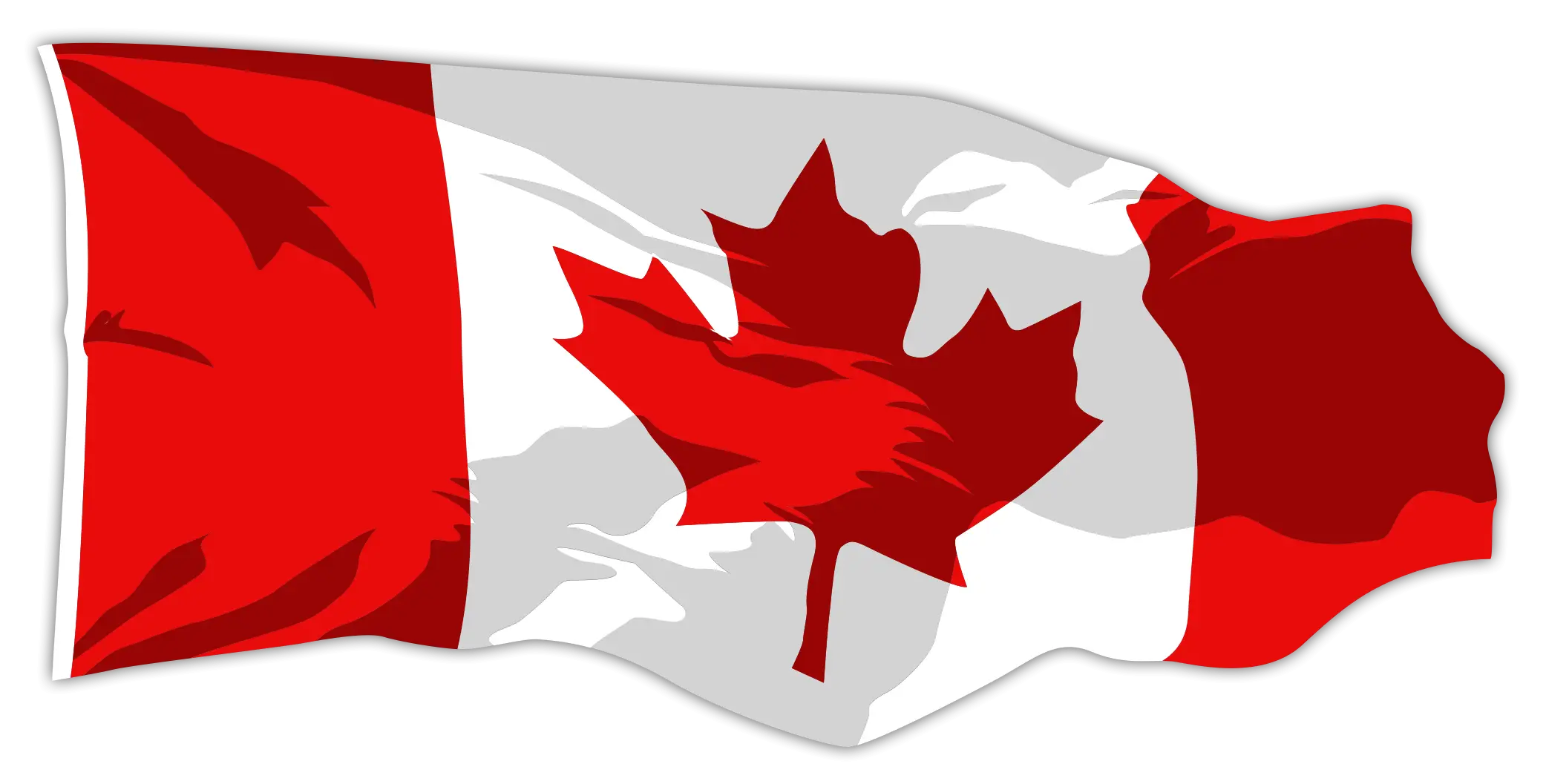 Illustrated Waving Canada Flag with Maple Leaf