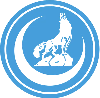Howling Wolf in Blue Circular Design